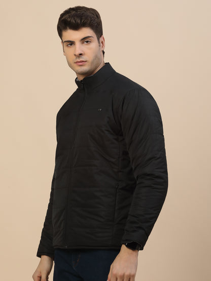 Reversible Jacket for Men | Premium Casual Jacket Smart Fit Mock Neck Poly Blend Fabric Solid Pattern