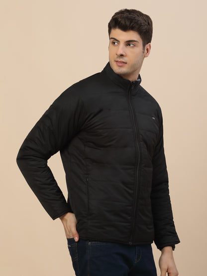 Reversible Jacket for Men | Premium Casual Jacket Smart Fit Mock Neck Poly Blend Fabric Solid Pattern
