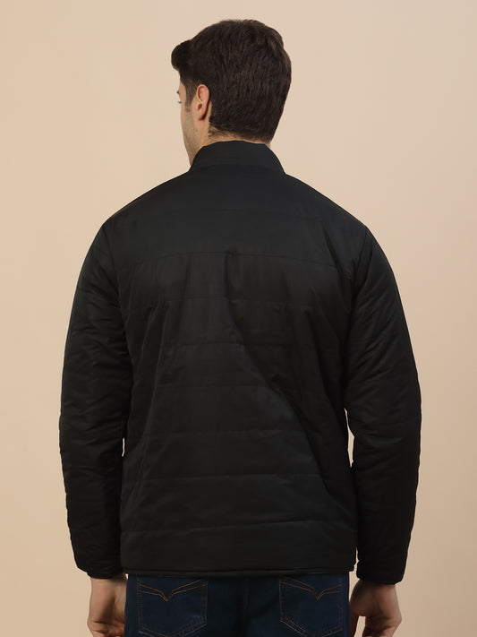 Reversible Jacket for Men | Premium Casual Jacket Smart Fit Mock Neck Poly Blend Fabric Solid Pattern