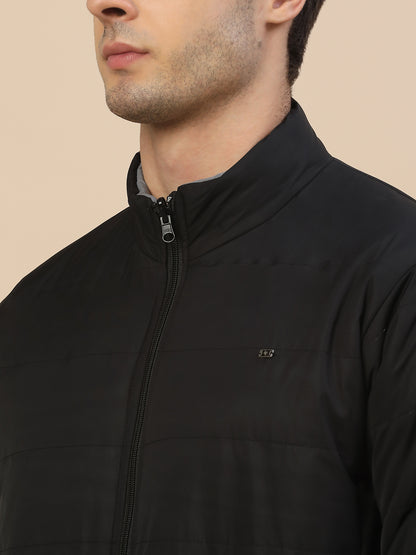 Reversible Jacket for Men | Premium Casual Jacket Smart Fit Mock Neck Poly Blend Fabric Solid Pattern