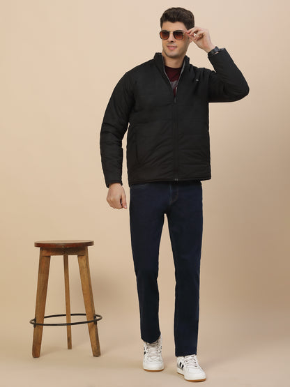 Reversible Jacket for Men | Premium Casual Jacket Smart Fit Mock Neck Poly Blend Fabric Solid Pattern