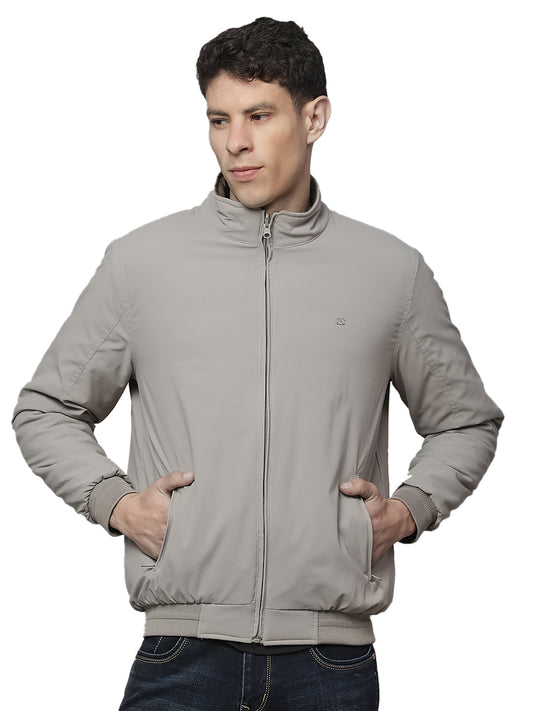 Reversible Jacket for Men | Premium Casual Jacket Regular Fit Mock Neck Poly Blend Fabric Solid Pattern