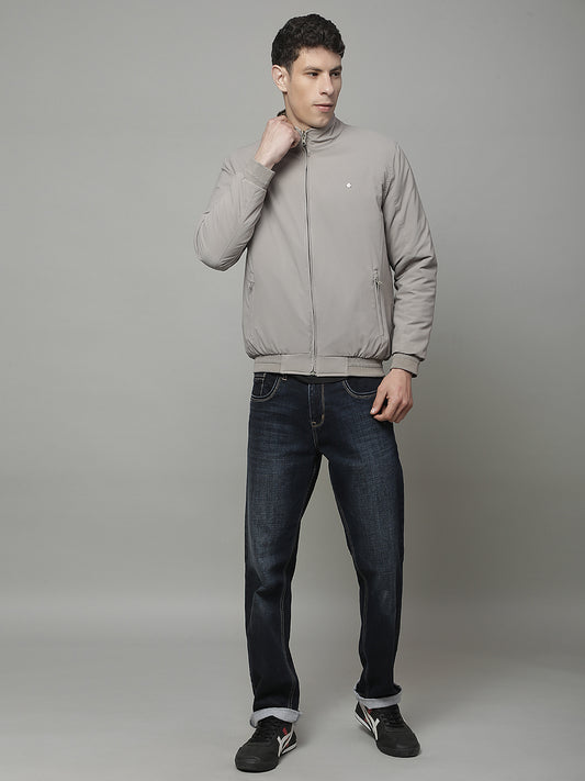 Reversible Jacket for Men | Premium Casual Jacket Regular Fit Mock Neck Poly Blend Fabric Solid Pattern