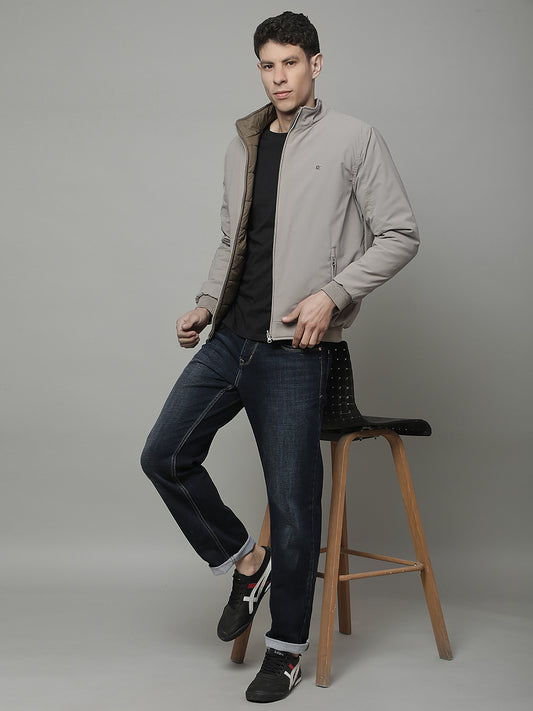 Reversible Jacket for Men | Premium Casual Jacket Regular Fit Mock Neck Poly Blend Fabric Solid Pattern