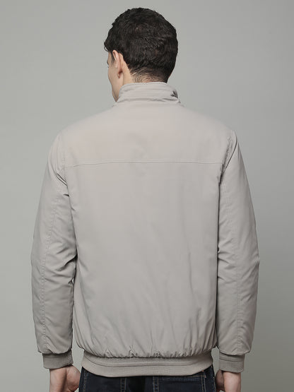 Reversible Jacket for Men | Premium Casual Jacket Regular Fit Mock Neck Poly Blend Fabric Solid Pattern