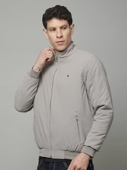 Reversible Jacket for Men | Premium Casual Jacket Regular Fit Mock Neck Poly Blend Fabric Solid Pattern