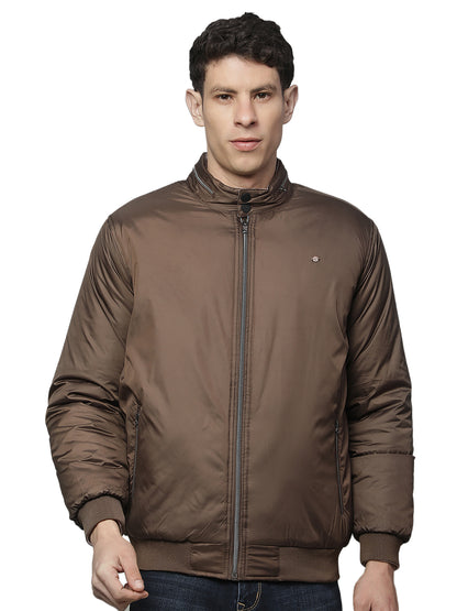 Reversible Jacket for Men | Premium Casual Jacket Regular Fit Mock Neck Poly Blend Fabric Solid Pattern