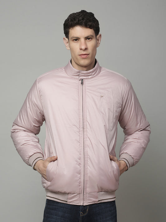 Reversible Jacket for Men | Premium Casual Jacket Regular Fit Mock Neck Poly Blend Fabric Solid Pattern