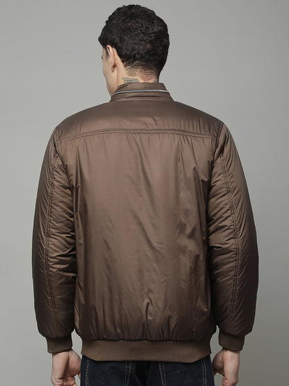 Reversible Jacket for Men | Premium Casual Jacket Regular Fit Mock Neck Poly Blend Fabric Solid Pattern