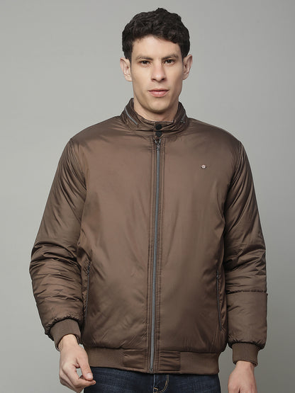 Reversible Jacket for Men | Premium Casual Jacket Regular Fit Mock Neck Poly Blend Fabric Solid Pattern