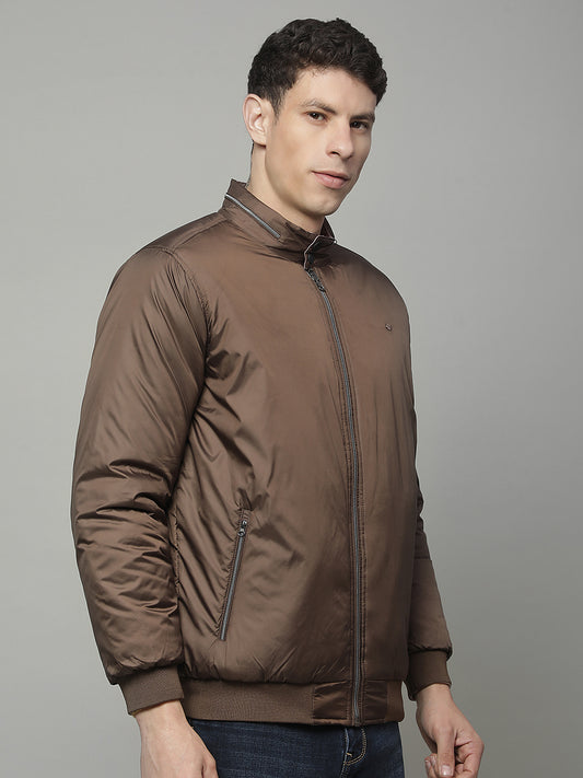 Reversible Jacket for Men | Premium Casual Jacket Regular Fit Mock Neck Poly Blend Fabric Solid Pattern