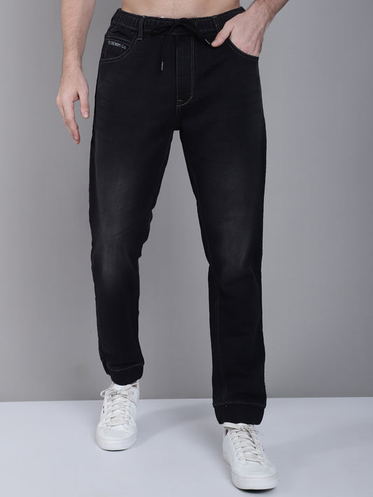 Cantabil Black Solid Cotton Blend Mid Rise Full Length Regular Fit Casual Jogger For Men (7162832257163)