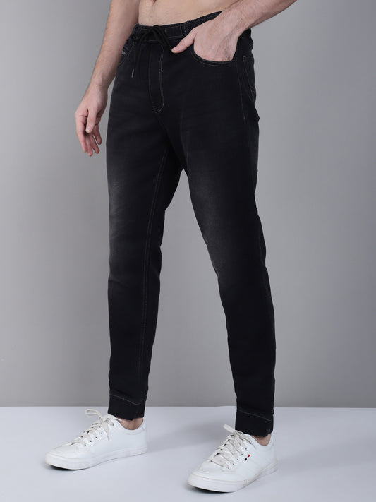 Cantabil Black Solid Cotton Blend Mid Rise Full Length Regular Fit Casual Jogger For Men (7162832257163)