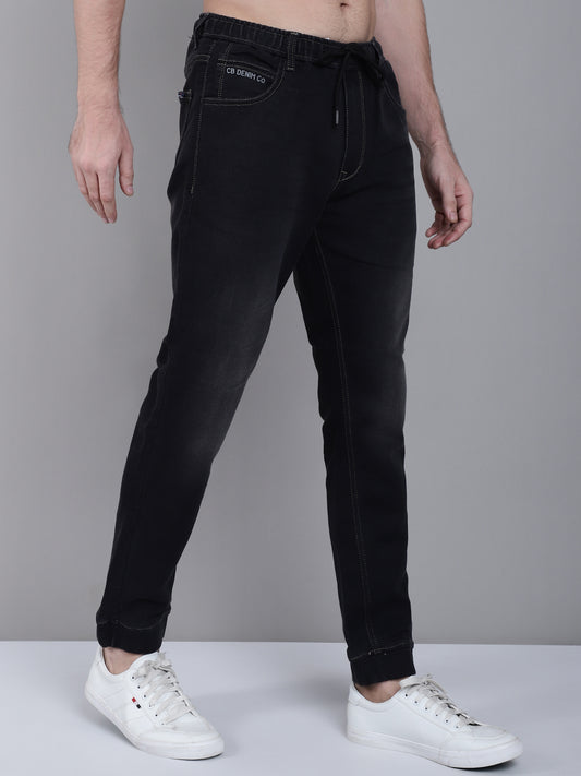 Cantabil Black Solid Cotton Blend Mid Rise Full Length Regular Fit Casual Jogger For Men (7162832257163)