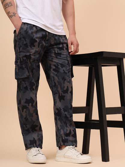 Men's Grey Printed Regular Fit Lower