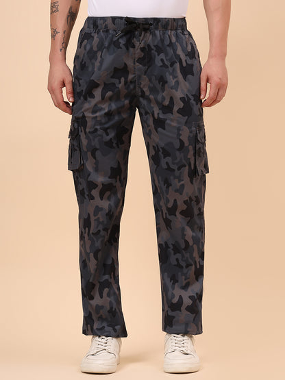 Men's Grey Printed Regular Fit Lower