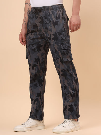 Men's Grey Printed Regular Fit Lower