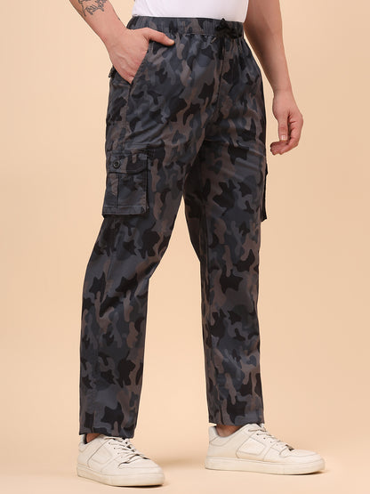 Men's Grey Printed Regular Fit Lower