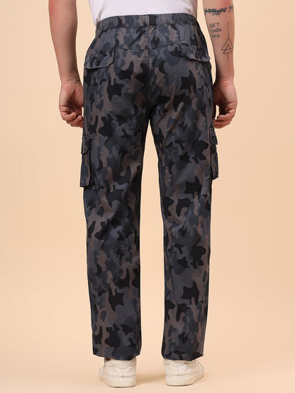 Men's Grey Printed Regular Fit Lower