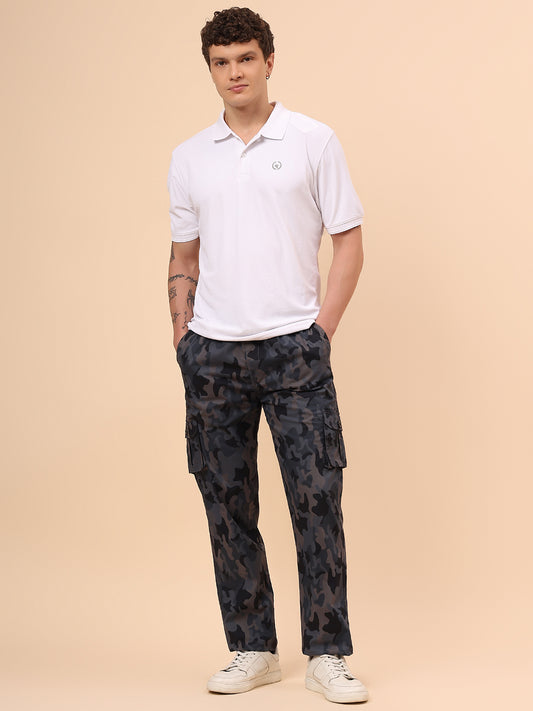 Men's Grey Printed Regular Fit Lower