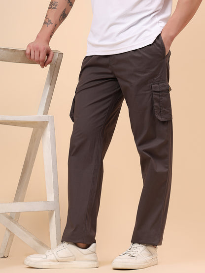 Men's Grey Solid Regular Fit Lower