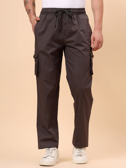 Men's Grey Solid Regular Fit Lower