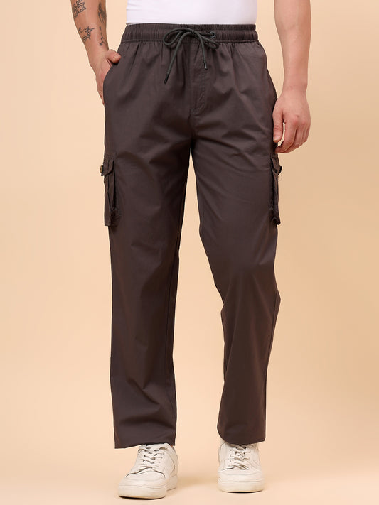 Men's Grey Solid Regular Fit Lower