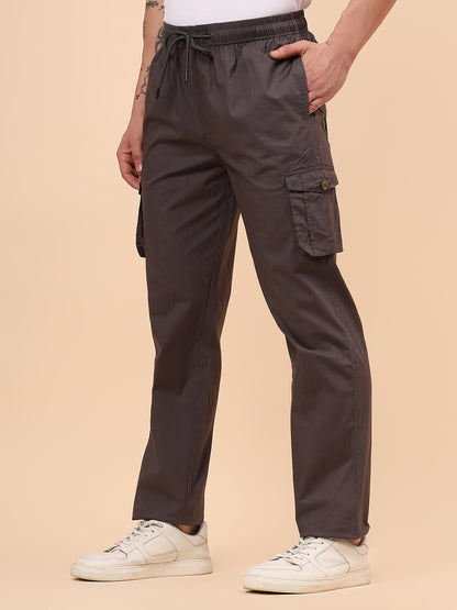 Men's Grey Solid Regular Fit Lower