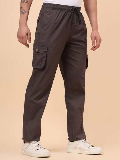 Men's Grey Solid Regular Fit Lower