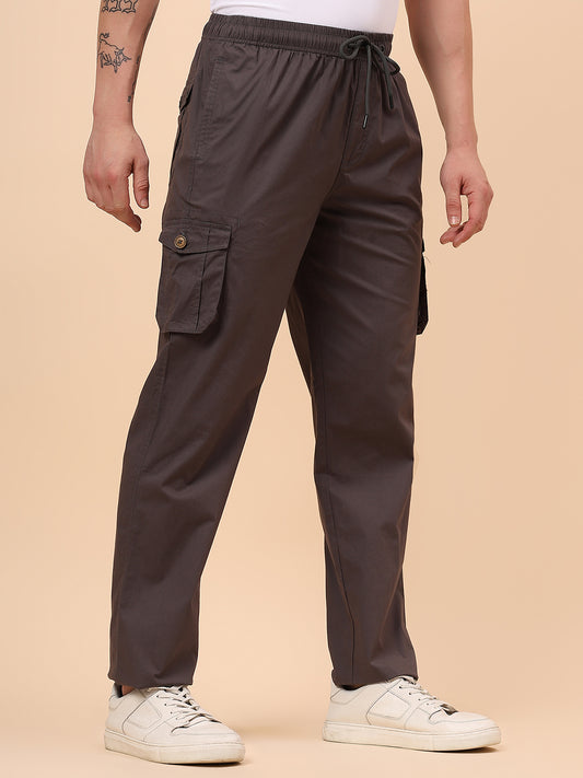 Men's Grey Solid Regular Fit Lower