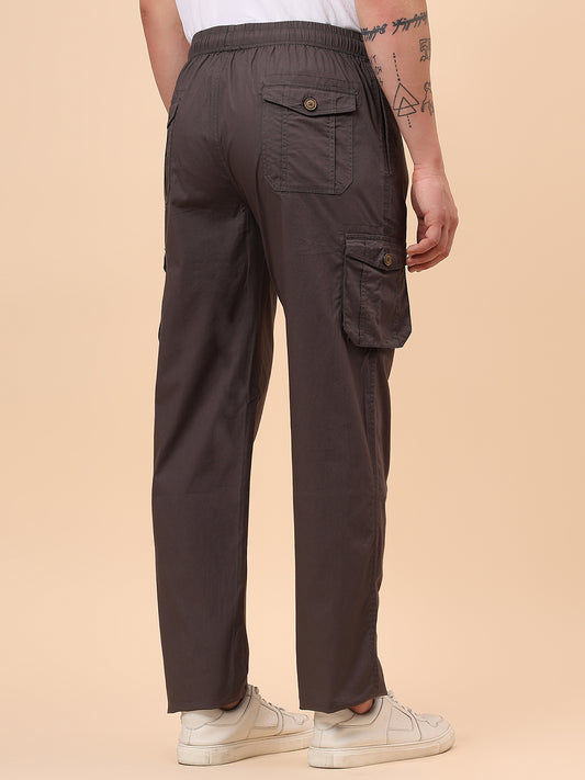 Men's Grey Solid Regular Fit Lower