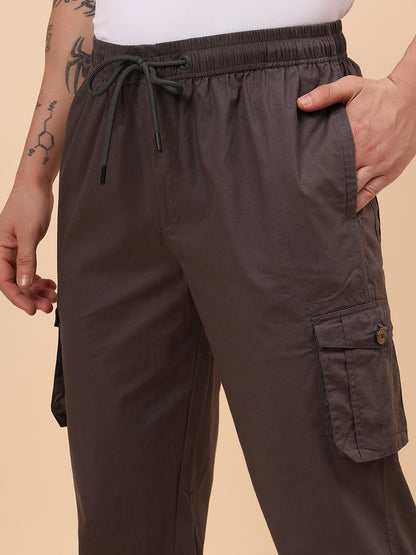 Men's Grey Solid Regular Fit Lower