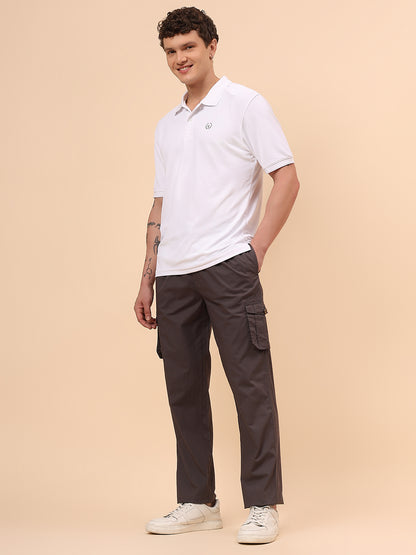 Men's Grey Solid Regular Fit Lower