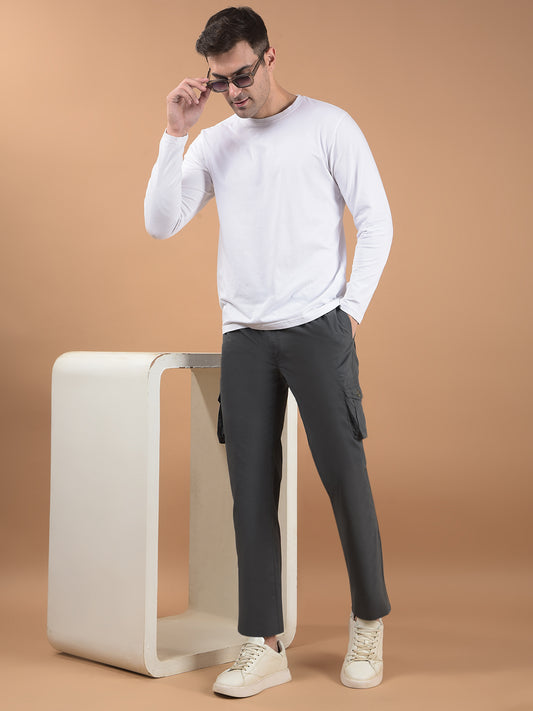 Men's Solid Dark Grey Lower