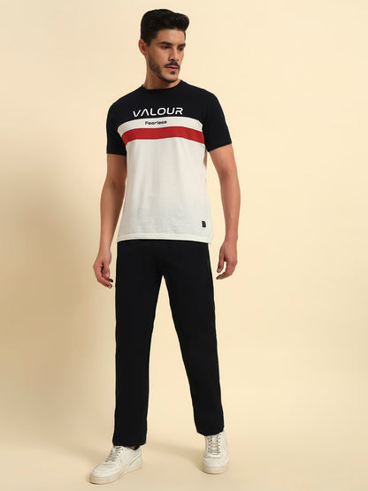 Men's Navy Solid Regular Fit Lower