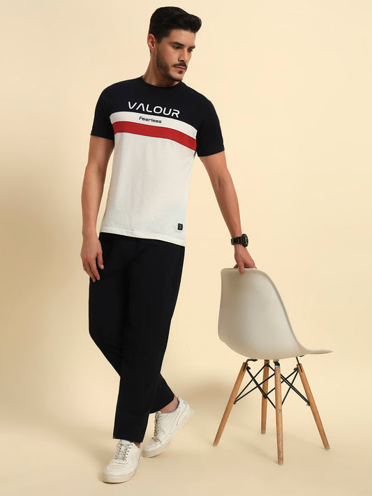 Men's Navy Solid Regular Fit Lower