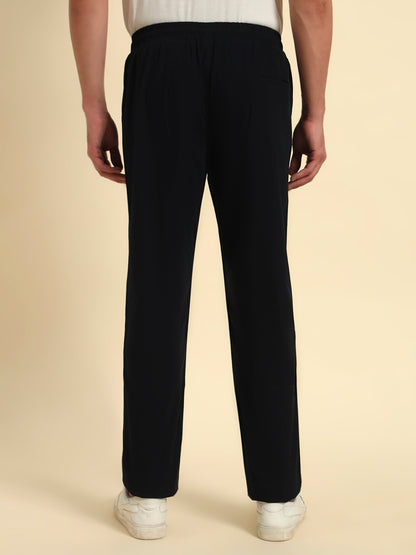 Men's Navy Solid Regular Fit Lower