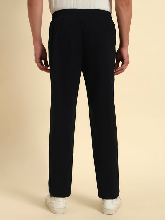 Men's Navy Solid Regular Fit Lower