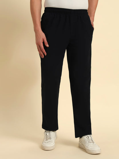 Men's Navy Solid Regular Fit Lower
