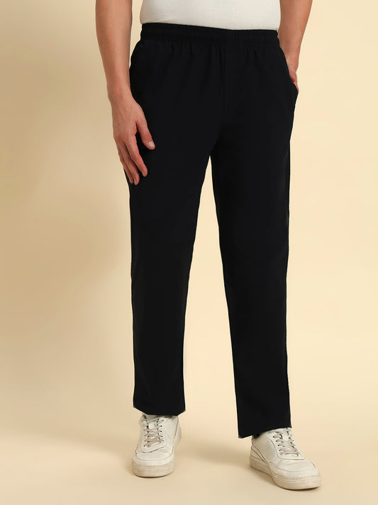 Men's Navy Solid Regular Fit Lower