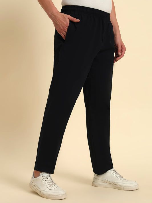 Men's Navy Solid Regular Fit Lower