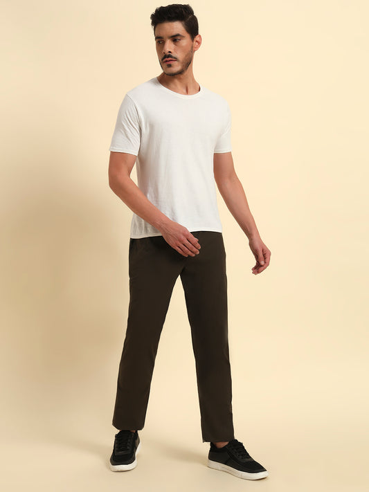 Men's Olive Solid Regular Fit Lower