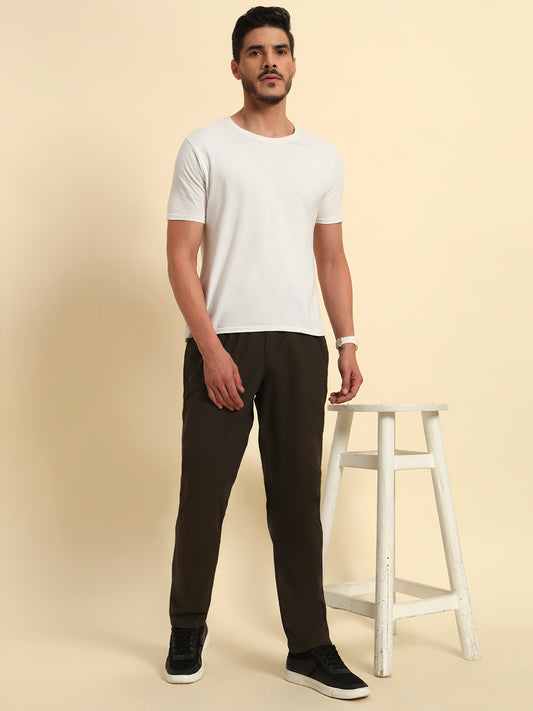 Men's Olive Solid Regular Fit Lower