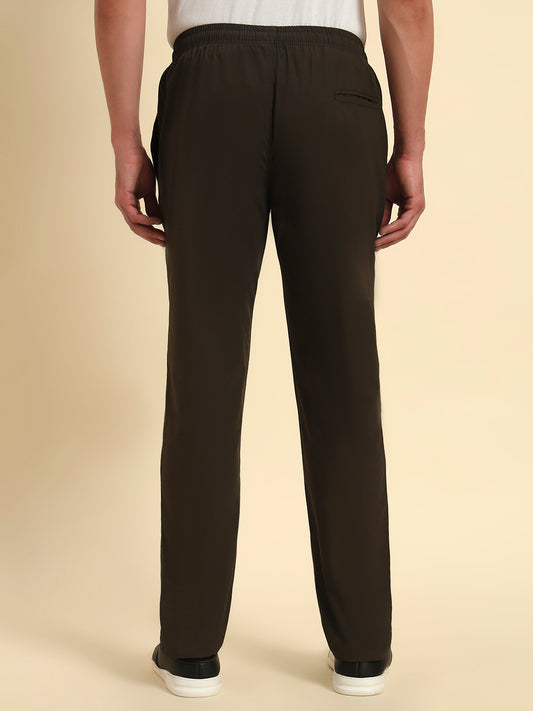 Men's Olive Solid Regular Fit Lower