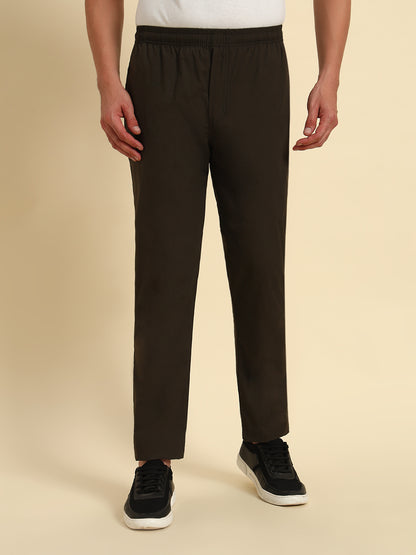 Men's Olive Solid Regular Fit Lower