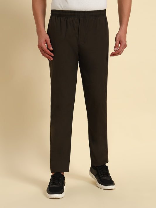 Men's Olive Solid Regular Fit Lower