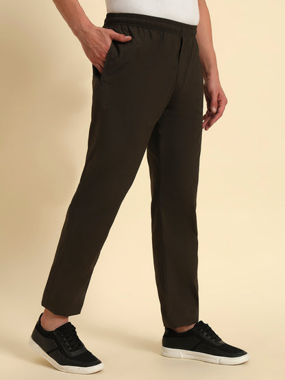 Men's Olive Solid Regular Fit Lower