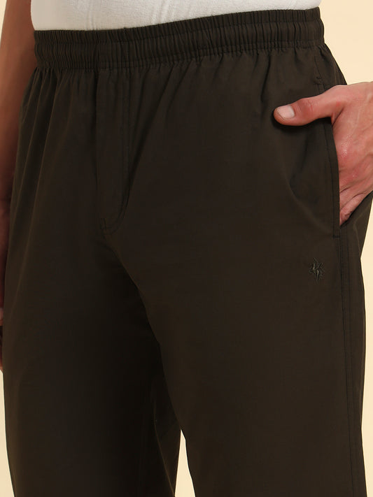 Men's Olive Solid Regular Fit Lower