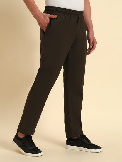 Men's Olive Solid Regular Fit Lower