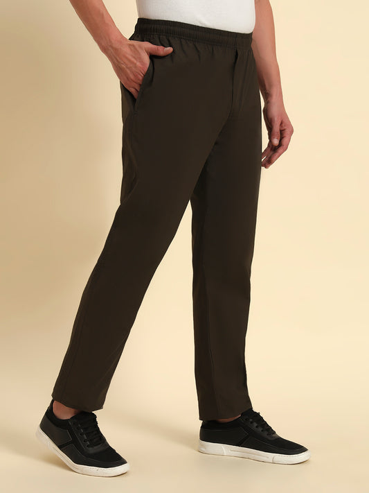 Men's Olive Solid Regular Fit Lower